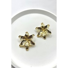 Kadın Küpe 4 cm Benek Desen Lotus Çiçek Küpe