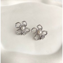 Kadın Küpe Inci Minik Zirkon Taş Detay Çiçek Küpe