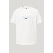 Nirvoda Oversize Frosty Mavi Kurukafa Baskılı Unisex Tişört
