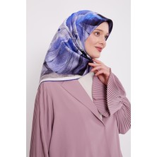 Saks Soyut Ebruli Desen Twill İpek Eşarp