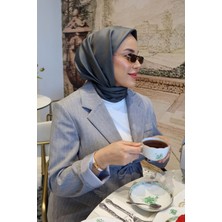 Siyah - Antrasit Çift Taraflı Twill Ipek Eşarp