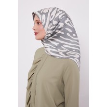 Mint Yeşili Leopar Desen Twill İpek Eşarp