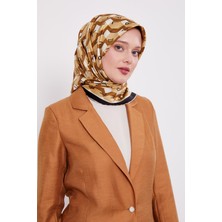 Hardal Petek Baskılı Twill Ipek Eşarp