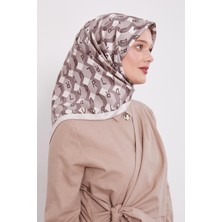 Lêvi D'or Açık Vizon Petek Baskılı Twill İpek Eşarp