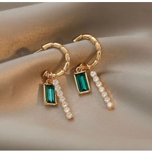 Girift Vintage Dovie Kadın Yeşil Taşlı Kristal Küpe