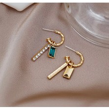 Girift Vintage Dovie Kadın Yeşil Taşlı Kristal Küpe