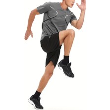 Ghassy Co. Erkek Ultra Esnek Nem Emici Vücut Geometrik Hızlı Kuruyan Hafif Spor T-Shirt