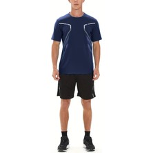 Ghassy Co. Erkek Ultra Esnek Nem Emici Vücut Geometrik Hızlı Kuruyan Hafif Spor T-Shirt