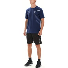 Ghassy Co. Erkek Ultra Esnek Nem Emici Vücut Geometrik Hızlı Kuruyan Hafif Spor T-Shirt