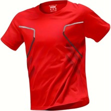 Ghassy Co. Erkek Ultra Esnek Nem Emici Vücut Geometrik Hızlı Kuruyan Hafif Spor T-Shirt