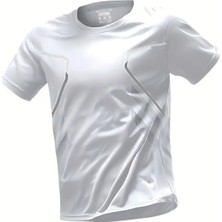 Ghassy Co. Erkek Ultra Esnek Nem Emici Vücut Geometrik Hızlı Kuruyan Hafif Spor T-Shirt