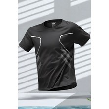 Ghassy Co. Erkek Ultra Esnek Nem Emici Vücut Geometrik Hızlı Kuruyan Hafif Spor T-Shirt
