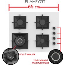 Ferre Flowart-Sılentart Serisi Beyaz Set (SC406-WFA + QBL63CB +D078-SA ) - Döküm Izgara / 65 cm Ocak