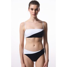 Siyah Beyaz Gina Straplez Bikini Üstü