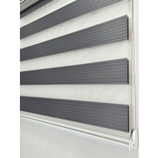 Gri Pileli Zebra Stor Perde Ev/ofis Perdesi Aluminyum Sistem Zebra Stor Perde – Gece & Gündüz Kullanım, Kolay Montaj (Alüminyum Sistem)