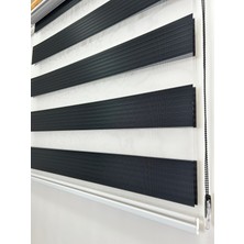 Siyah Pileli Zebra Stor Perde Ev/ofis Perdesi Aluminyum Sistem Zebra Stor Perde – Gece & Gündüz Kullanım, Kolay Montaj (Alüminyum Sistem)