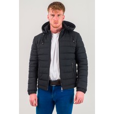 Ata Leather EN-580 Hakiki Deri Erkek Şişme Mont Siyah
