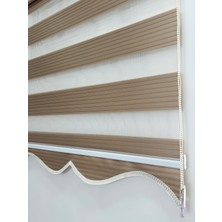 Dilimli Kahverengi Pileli Zebra Stor Perde Ev/ofis Perdesi Aluminyum Sistem Zebra Stor Perde – Gece & Gündüz Kullanım, Kolay Montaj (Alüminyum Sistem)