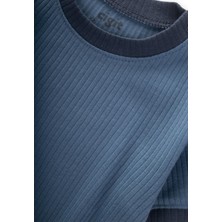 Garnili Fitilli T-Shırt Takım 1-5 Yaş Indigo Mavi