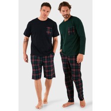 Buratti Pamuklu Regular Fit Kareli 2'li Paket Pijama Takımı Erkek Pijama Takımı 657200120S2