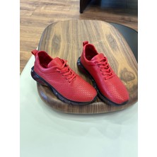 4236 Kırmızı Cilt Hakiki Deri Erkek Sneakers