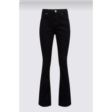 Büyük Beden Ispanyol Paça  Yazlık Kot Kumaş Likralı Yüksek Bel Kadın Jeans Pantolon