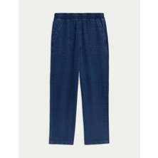 Marks & Spencer Denim Görünümlü Jarse Düz Paça Pantolon