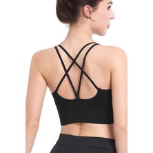 Cenen Kadın Siyah Çarpraz Ipli Spor Büstiyer