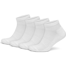 Gowith 4’lü Organik Pamuk Taban Altı Havlulu Erkek Kadın Spor Çorap, Siyah Beyaz Gri Ekru Kısa Tenis Çorabı, Ribana Örgü Dikişşiz Retro Çorap 3503