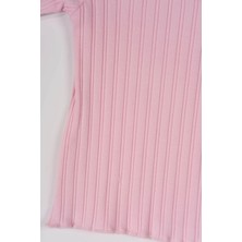 Fırfır Yakalı 2'li Kız Bebek Ribana Takım Pembe