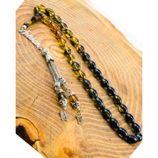 Babalar Günü Hediyesi Gümüş Isimli Sıkma Kehribar Tesbih