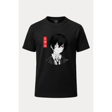 nirvoda Osamu Dazai Bungou Stray Dogs Baskılı Loose Fit Bisiklet Yaka Unisex Tişört Anime Manga