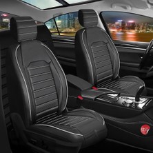 Alldaysm Peugeot 206 Uyumlu Lüx Deri Oto Koltuk Kılıfı Ön Arka Takım Giydirme Model Siyah Beyaz Alldys