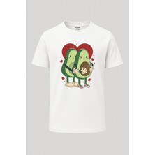 nirvoda Avokado Çifti Hamile Tasarımlı Baskılı Loose Fit Bisiklet Yaka Unisex Tişört