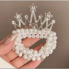 Balerin Kore Lolita Tarzı Inci Incili Prenses Topuz Taç Lastik Doğum Günü