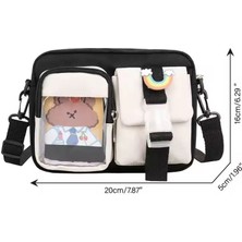 Kawaii Kore Japon Tarzı Genç Kız Çocuk Kadın Crossbody Yan Omuz Çanta Resimli Kart ve Rozet