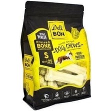 Delibon Deri Pres Kemik Köpek Ödülü Small Beyaz 12 cm 25 Adet