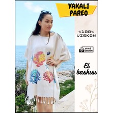 Yakalı Kadın Pareo Plaj Elbisesi