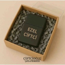 Kişiye Özel Benzinli  Siyah Çakmak Hediye Kutulu