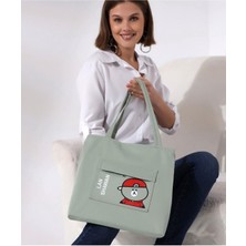 Toz Vintage Shawan Yazılı Fermuarlı Bez Kol Omuz Çantası