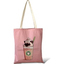 Toz Vintage Pembe Çift Taraf Desenli Coffe Bez Kol- Omuz Çanta