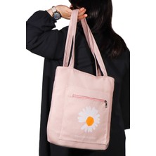 Toz Vintage Canvas Papatya Desenli Bez Omuz - Kol Çantası