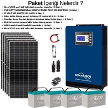 Güneş Enerjisi Bağ Evi Solar Paketi – 5kw Inverter + 6x 350W Güneş Paneli + 4x 12V 100AH Jel Akü