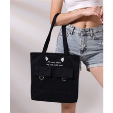 Toz Vintage Kedi Figürlü Fermuarlı Kol Omuz Çantası