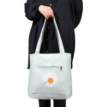 Toz Vintage Canvas Papatya Desenli Bez Omuz - Kol Çantası