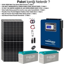 Güneş Enerjisi Bağ Evi Solar Paketi – 3kw Inverter + 3x 350W Güneş Paneli + 2x 12V 150AH Jel Akü