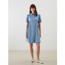 Lc Waikiki Yeni Sezon Gomlek Yaka Kadin Jean Elbise - S5H043Z8