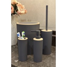 Lüks 4'lü Banyo Seti, Şık Tasarımlı Banyo Takımı; Çöp Kovası, Wc Fırçalık, Sıvı Sabunluk, Diş Fırçalık