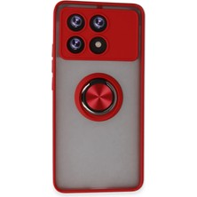 Newface Xiaomi Poco X6 Pro Kılıf Montreal Yüzüklü Silikon Kapak - Kırmızı Dpmah