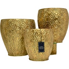 Metal Gold 3'lü Yer Vazosu Seti